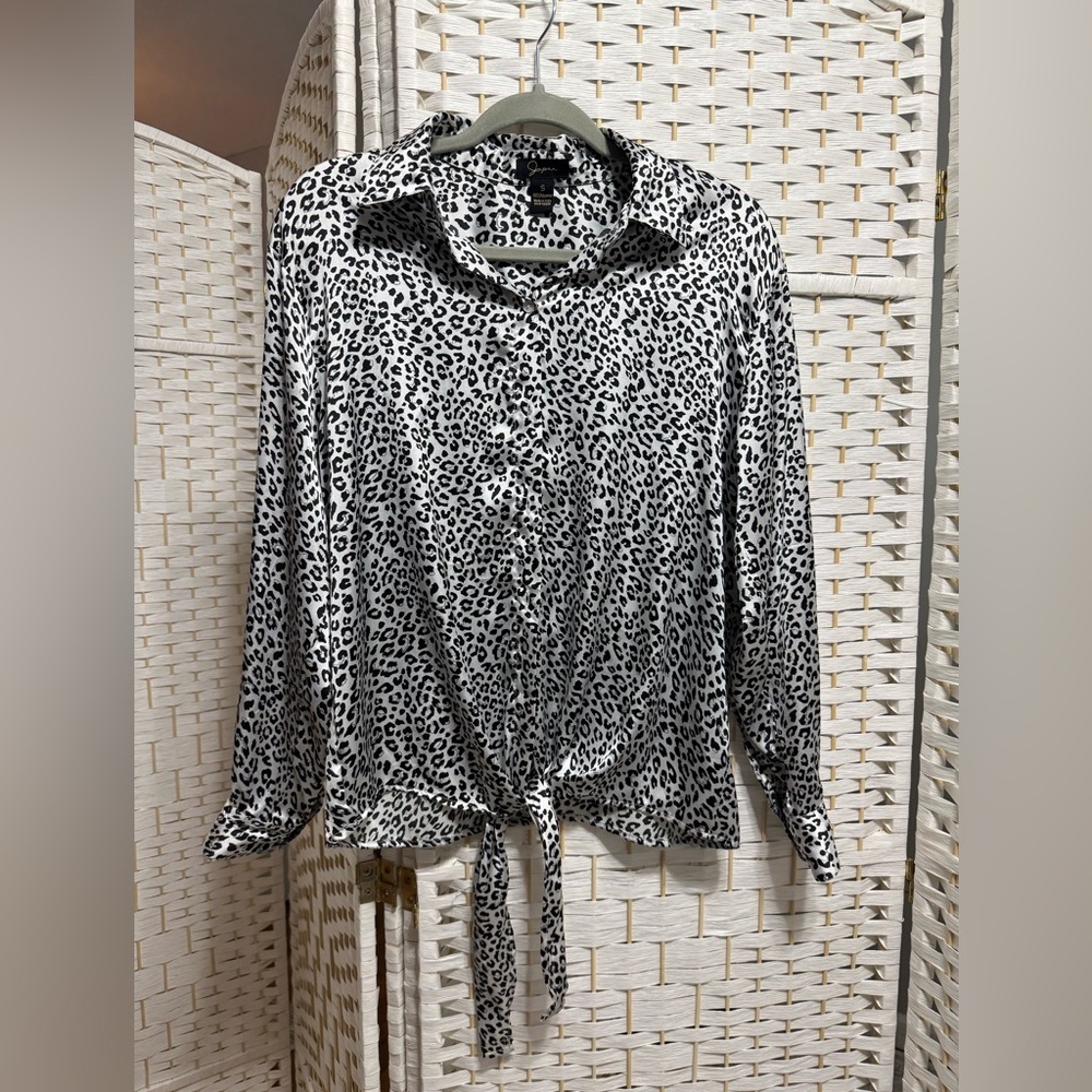 Leopard Print Button-Up Blouse